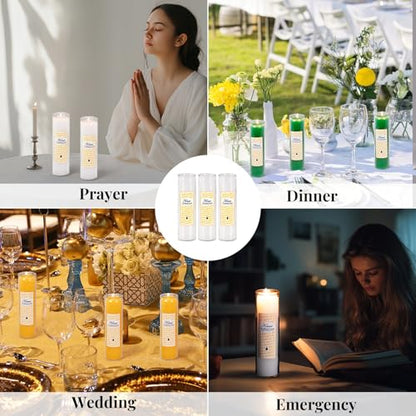 KONNI Pillar Candles in Glass Set of 3, 2x8 Inch White Candle - color: White