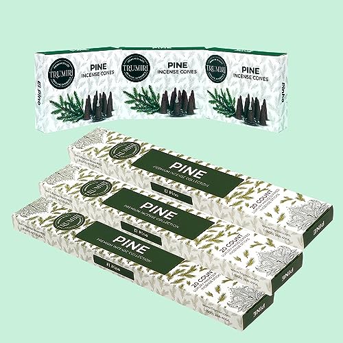 Pine Incense Sticks & Incense Cones Combo Pack - 60 Insence-Sticks + 30 Insence Cones - Inscense - Incense Cones Scented - Insents - color: Pine