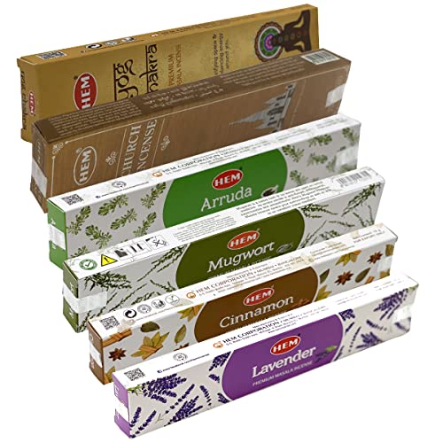 Hem Incense Sticks Variety Pack Masala Series and Holder Burner Bundle with 6 Unique Fragrances - color: Unique Fragrances