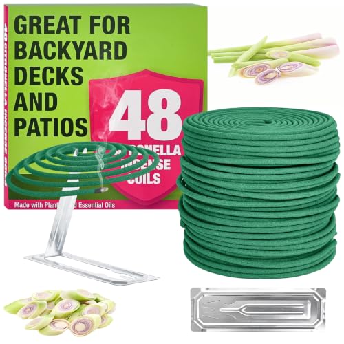 Citronella Incense Coil - Each Coil Could Last for 5-7 Hours- Suitable for Outdoor Camping, Patio, Hiking,etc (2 Pack Contains 48 coils & 2 Coils Stands) - style: Citronella 48 Coils