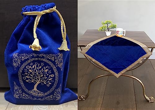 Indian Consigners Velvet Multi Purpose Altar Cloth Table Cover Square Tree of Life Soft Velvet Pouch