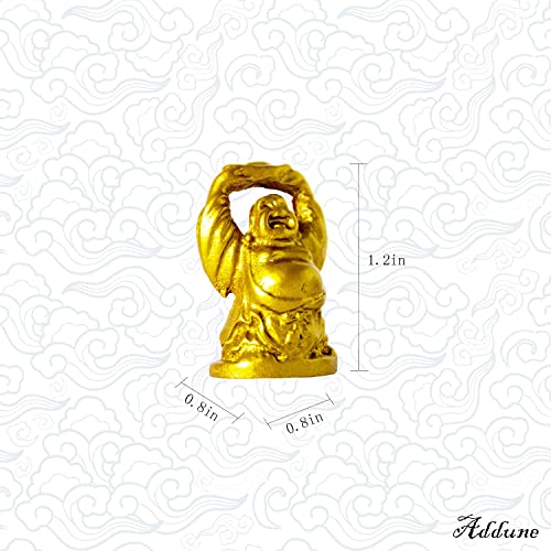Set of 6 Mini Laughing Happy Buddha Statue Resin Figurines Feng Shui for Luck Wealth Good Gift and Collection (1'', Gold) - color: Gold, style: 1''
