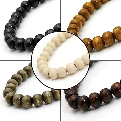 MILAKOO 5 Pcs Wooden Beaded Bracelet Bangle for Men and Women Elastic - style: Gold Cross