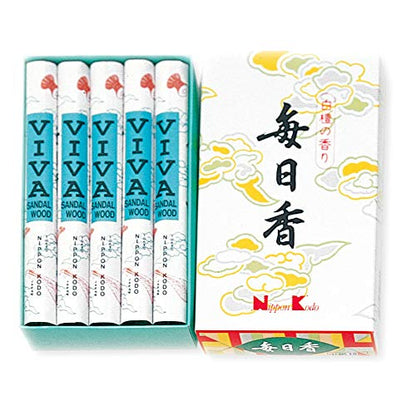 MAINICHI-KOH Viva Sandalwood Reg. 10 Rolls by NIPPON KODO, Japanese Quality Incense, Since 1575