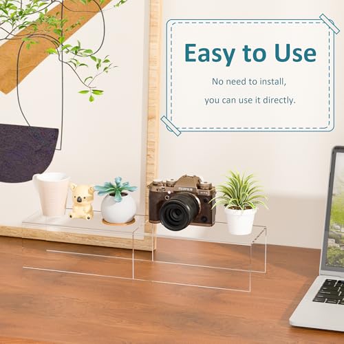 Acrylic Shelf Riser 10x5.1x4 pack of 2, Clear Acrylic Stand for Figure, Cosmetics, Bags, Shoes, Toys, Collectibles, 10x5.1x4 Inch - size: 10x5.1x4 Inch