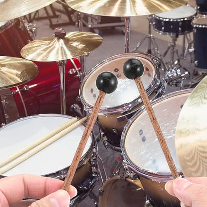 4 Pcs Steel Tongue Drum Mallets, 5.9 Inch Small Rubber Drum Mallets Sticks for Xylophone Glockenspiel Musical Instruments Mallet Birch Wood Handle Silicone Head Percussion Sticks(Black) - color: Black