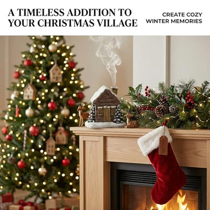 Log Cabin Incense Burner, Christmas Village Houses Incense Burner, Resin Home Incense Cone Burner with 2 Incense Cones, Aromatherapy Diffuser Home Tabletop Decorations