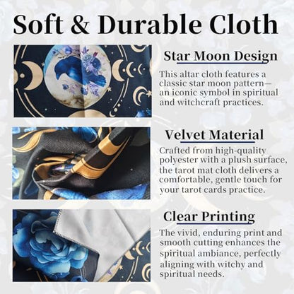 Altar Cloth Moon Star Printed Tarot Cloth Witchy Tablecloth