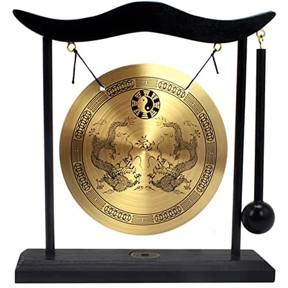 Fengshuibringluck Feng Shui I Ching Zen Gong Desktop Gong Decoration, Gold, 19X5X20cm/7.5x2x8inch (FH1303) - color: Brown