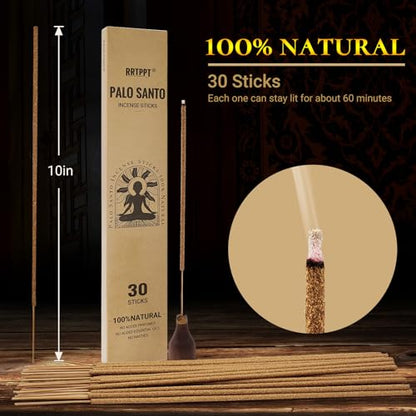 Palo Santo Incense Sticks (30 Sticks), 100% Natural sustainably harvested Peruvian Palo Santo, Suitable for Meditation, Relaxation, and Spiritual Purification - color: Palo Santo