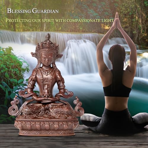 Amitayus Buddha Statue Pure Copper Handmade Zen Meditation Decor - color: Amitayus