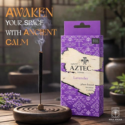 Soul Sticks Aztec Cinnamon Resin Incense Sticks, 90 Mins Burn Time – 100% Natural, Hand-Rolled & Slow-Burning 6 Pcs| Artisan Blend for Yoga, Meditation, Relaxation, Aromatherapy (Lavender) - color: Lavender