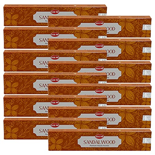 Sandalwood Masala Incense Sticks and Holder Burner Bundle from Hem Incense and Trumiri for Home Fragrance Insence Insiensos - color: Sandalwood Masala
