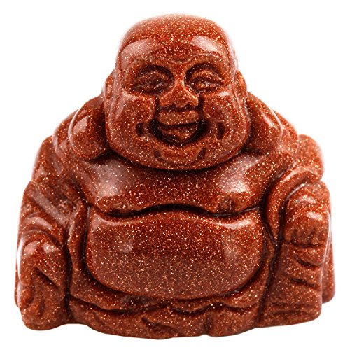 Rockcloud 1.5" Gold Sand Stone Laughing Happy Buddha Feng Shui Figurine - color: Gold Sand Stone