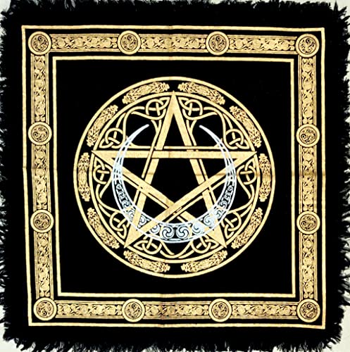 INDIAN CRAFT CASTLE Altar Cloth Tapestry Table Napkin Cloth Witchery Supplies Home Decor Wall Art Spiritual Witchcraft Cotton Square Tarot Table Cover Crescent Pentagram 24 x 24 Inches - color: Crescent Pentagram, size: 18" x 18" (Square)