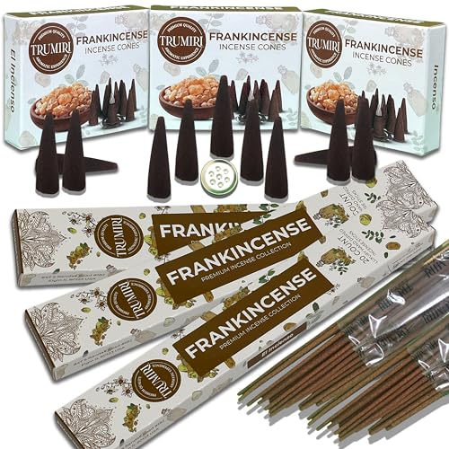 Frankincense Scented Incense Sticks & Incense Cones Combo Pack - 60 Insence-Sticks + 30 Insence Cones - Inscense - Incense Cones Scented - Insents - color: Frankincense