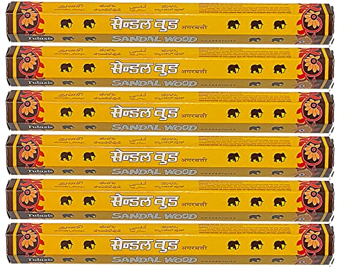 Tulasi Sandalwood Agarbathies | Set of 6 Hex Tubes | 20 Grams per Tube