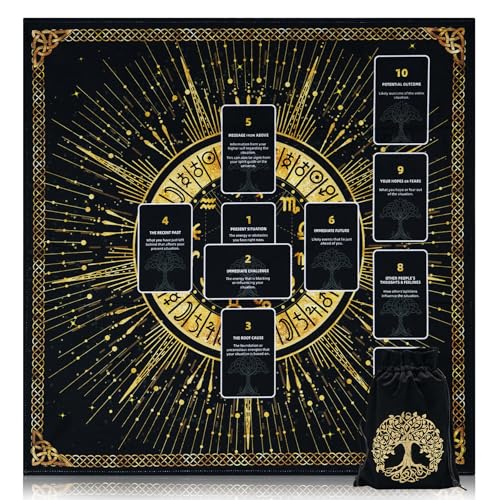 Knana Tarot Altar Cloth Velvet Tarot Mat for Reading with Tarot Bag(Tree) - color: Tree