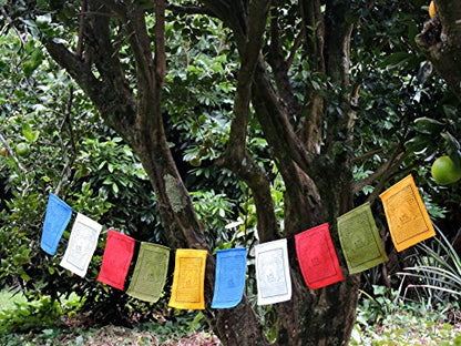 Handmade Large Cotton Medicine Buddha Prayer Flags in Tibetan with English Translation (9x12)
