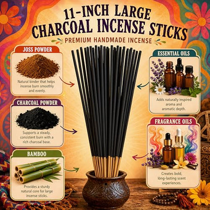 Dragons Blood Exotic Incense Sticks 11 Inch - Bulk 1 Bundle 45 to 50 Sticks - Natural 11" Long Lasting Aroma that Burns for 45 to 60 Minutes.