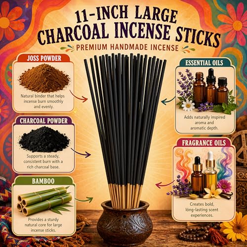 Butt Naked Incense Sticks 11" - 1 Bundle 85 to 100 Sticks - Smooth and Clean Long Burn Time, 45 to 60 Minutes.