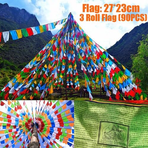 90Pcs Flags in Three Roll Tibetan Buddhist Prayer Flags 11" Flags USA