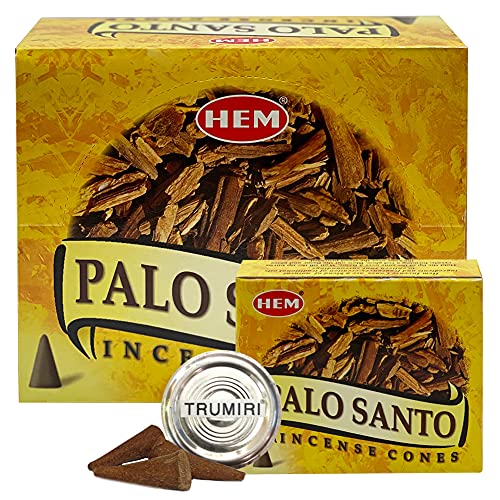 Palo Santo Incense Cones and Burner Holder Bundle from Hem Incense Trumiri for Smudging and Aroma - color: Palo Santo