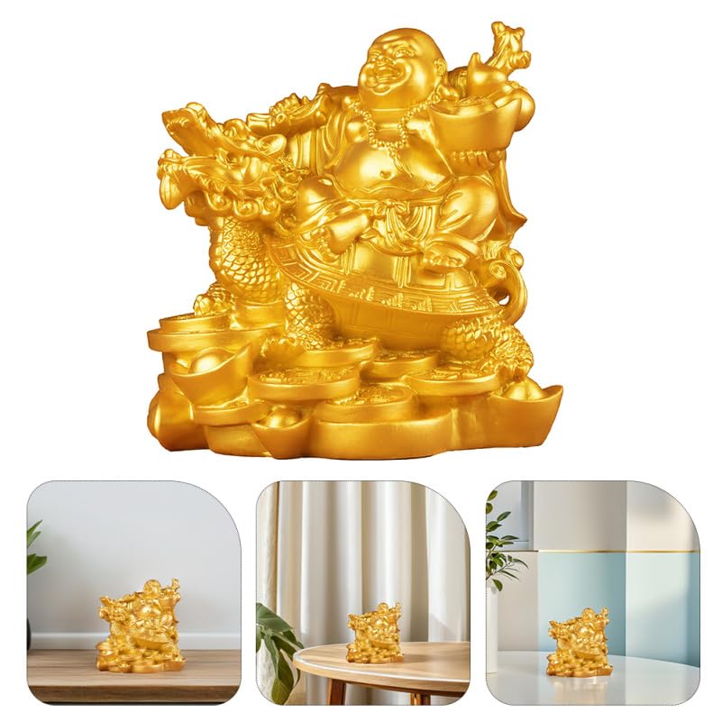 Hemobllo Laughing Buddha Statue Resin Craft Buddha Figurine Home Decor for Desk Bookshelf Living Room Meditation Space Chinese Home Decor 2.95 X 2.75 X 2.04 in