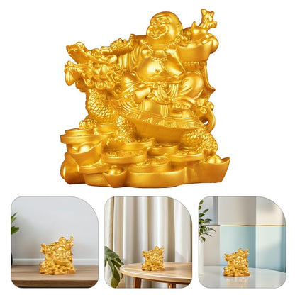 Hemobllo Laughing Buddha Statue Resin Craft Buddha Figurine Home Decor for Desk Bookshelf Living Room Meditation Space Chinese Home Decor 2.95 X 2.75 X 2.04 in
