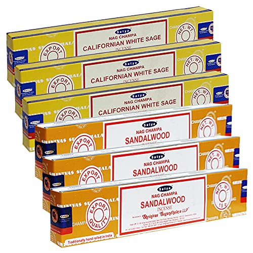 White Sage Sandalwood Incense Sticks & Holder Bundle Variety Pack from House of Nag Champa Incense Sticks and Trumiri - color: White Sage & Sandalwood