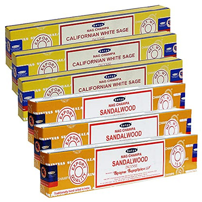 White Sage Sandalwood Incense Sticks & Holder Bundle Variety Pack from House of Nag Champa Incense Sticks and Trumiri - color: White Sage & Sandalwood