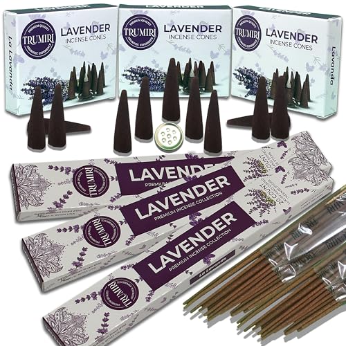 Lavender Incense Sticks & Incense Cones Combo Pack - 60 Insence-Sticks + 30 Insence Cones - Inscense - Incense Cones Scented - Insents - color: Lavender