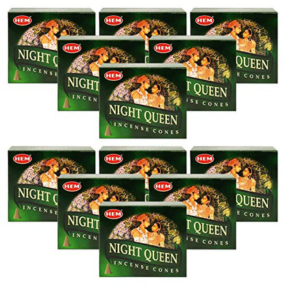 TRUMIRI Night Queen Incense Cone Bundle with Holder - 120 Cones (12 Packets of 10) - color: Night Queen