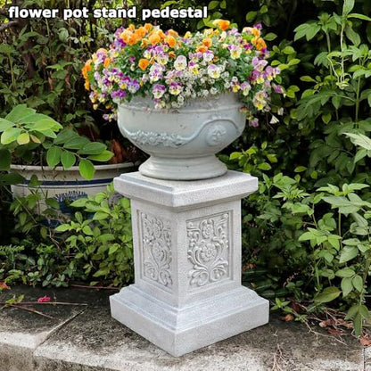 Classic Statuary Stand Outdoor Pedestal Sculpture Decor Plinth Base Riser, Garden or Home Resin Statuary Pedestal, 12.6" Tall, 7.3 Pounds