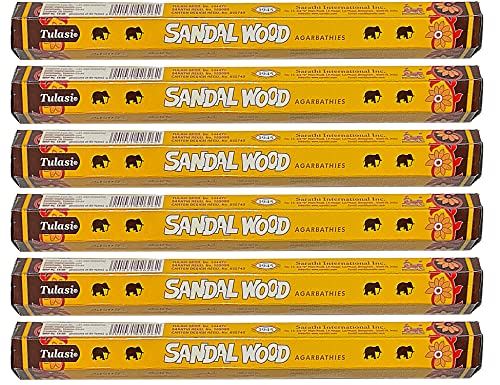 Tulasi Sandalwood Agarbathies | Set of 6 Hex Tubes | 20 Grams per Tube