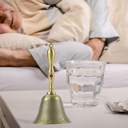 Super Loud Solid Brass Hand Call Bell Dinner Bell (S) & Super Loud Large Brass Hand Call Bell for Dinner Classroom-Bronze