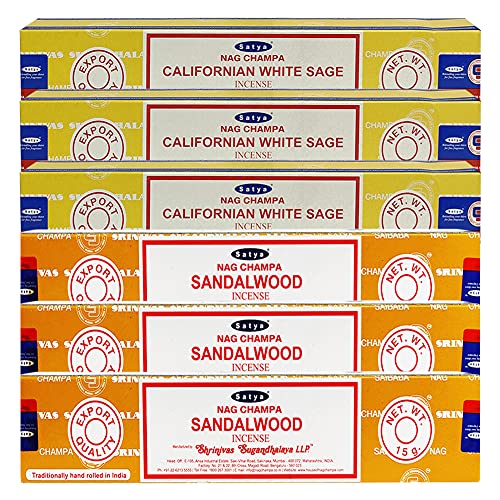 White Sage Sandalwood Incense Sticks & Holder Bundle Variety Pack from House of Nag Champa Incense Sticks and Trumiri - color: White Sage & Sandalwood