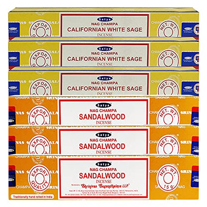 White Sage Sandalwood Incense Sticks & Holder Bundle Variety Pack from House of Nag Champa Incense Sticks and Trumiri - color: White Sage & Sandalwood