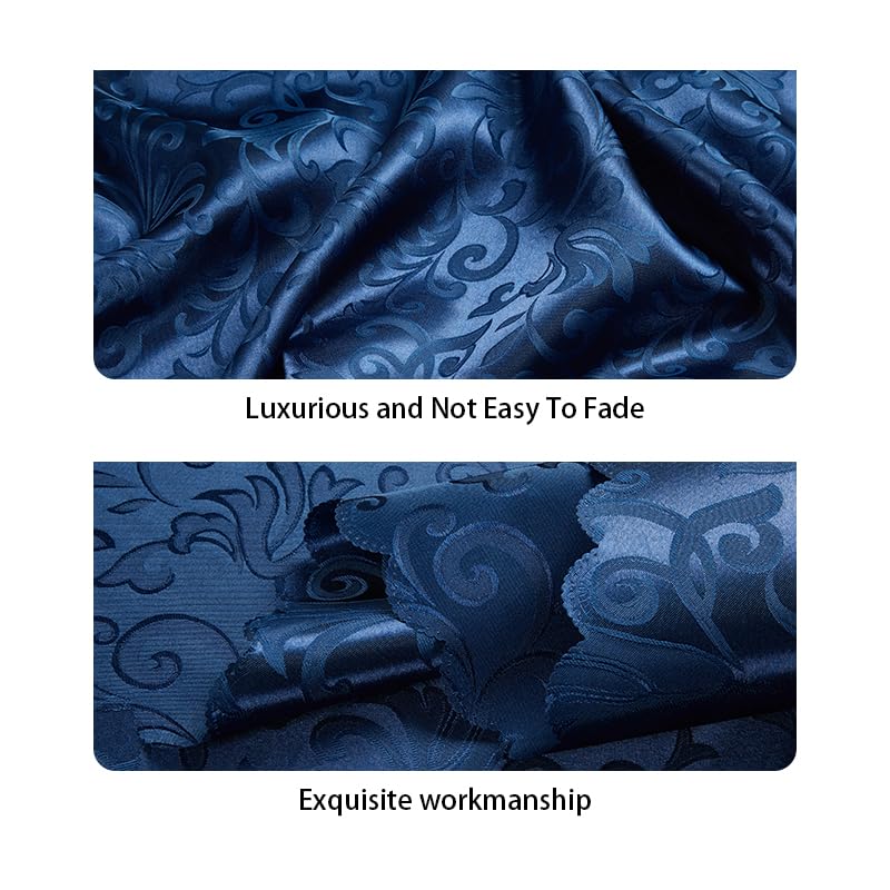 Wave Scroll Damask Jacquard Rectangle Deep Sea Blue Tablecloth 60" 120"，Wipeable Table Cover for Dining Table, Buffet Parties and Camping - color: Deep Sea Blue, size: 60" x 120" (Rectangle)