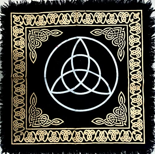INDIAN CRAFT CASTLE Altar Cloth Tapestry Table Napkin Cloth Witchery Supplies Home Decor Wall Art Spiritual Witchcraft Cotton Square Tarot Table Cover Triquetra, 18 x 18 Inches - color: Triquetra, size: 18" x 18" (Square)