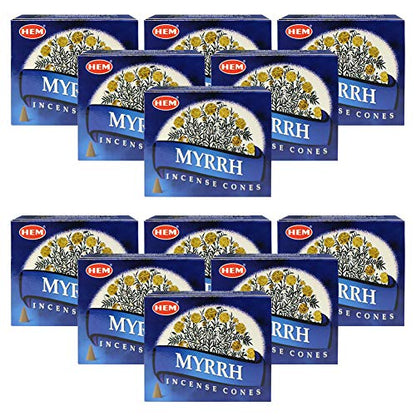 Myrrh Incense Cones and Cone Incense Burner Bundle Insence Insense Hem Incense - color: Blue a