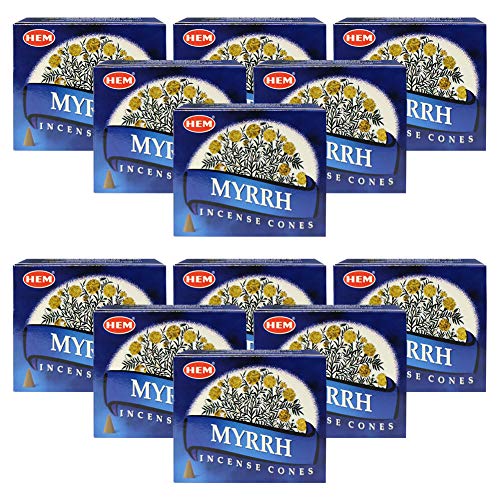 Myrrh Incense Cones and Cone Incense Burner Bundle Insence Insense Hem Incense - color: Blue a