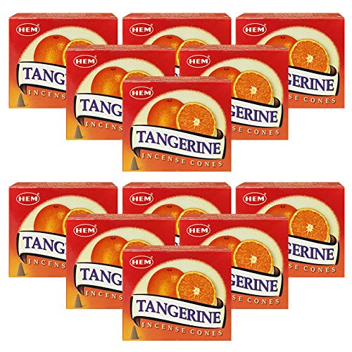 Tangerine Incense Cones and Cone Incense Burner Bundle Insence Insense Hem Incense - color: Tangerine