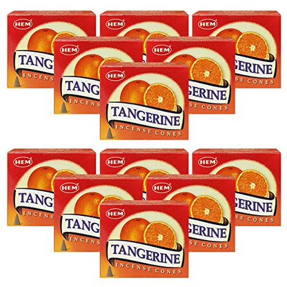 Tangerine Incense Cones and Cone Incense Burner Bundle Insence Insense Hem Incense - color: Tangerine