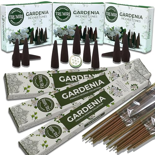 Gardenia Incense Sticks & Incense Cones Combo Pack - 60 Insence-Sticks + 30 Insence Cones - Inscense - Incense Cones Scented - Insents - color: Gardenia