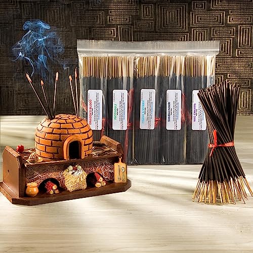 Floral Scents 11'' Incense Sticks - Variety Set 500 Pack - 11 inch - 5 Bundles 100 Sticks Per Fragrance Scent. Set Features Lychee, Op-ium, Somali Rose, Tuberose, Ylang