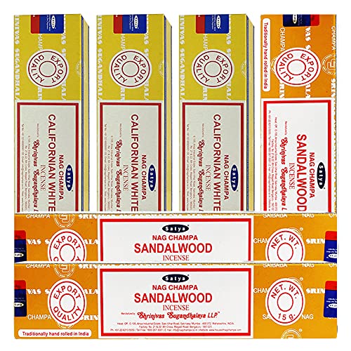 White Sage Sandalwood Incense Sticks & Holder Bundle Variety Pack from House of Nag Champa Incense Sticks and Trumiri - color: White Sage & Sandalwood