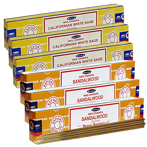 White Sage Sandalwood Incense Sticks & Holder Bundle Variety Pack from House of Nag Champa Incense Sticks and Trumiri - color: White Sage & Sandalwood