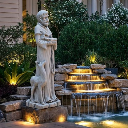 36.2" St Francis Garden Statue,Outdoor Catholic Sculpture - color: St Francis-36.2"