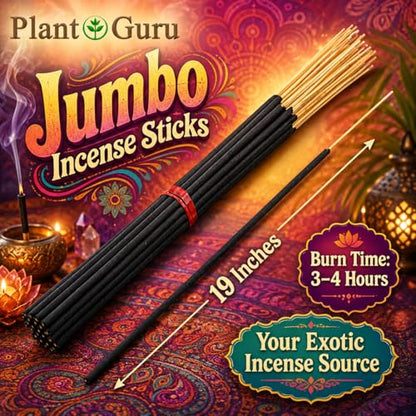 Black Coconut Exotic Incense Sticks Jumbo 19 Inch Long - Bulk 1 Bundle 27 to 30 Sticks - Natural 19" Extra Large with A Smooth Aroma that Burns for 3 to 4 Hours Each.
